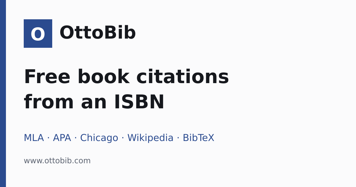 Free Chicago Book Citation Generator by ISBN | OttoBib